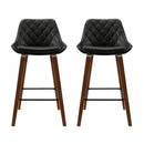 Artiss 2x Bar Stools PU Seat Wooden-5