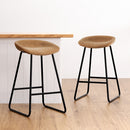 Artiss 2x Bar Stools Kitchen Dining Chairs Counter Stool PU Leather Metal Brown-7