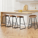 Artiss 4x Bar Stools Kitchen Dining Chairs Counter Stool PU Leather Metal Brown-1