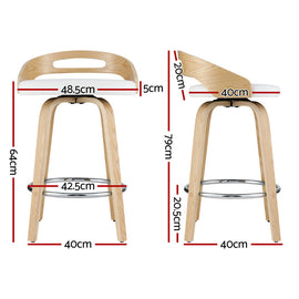 Artiss 4x Bar Stools Swivel Dining Chairs Low Back Counter Seat PU Cushion - 0