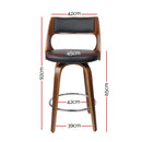 Artiss 2x Bar Stools Swivel Leather Chair 65cm-3