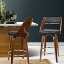 Artiss 2x Bar Stools Swivel Leather Chair 76cm-13