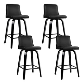 Artiss Bar Stools Kitchen Leather Barstools Swivel Wooden Chairs X4 - 0