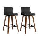 Artiss 2x Bar Stools Swivel Leather Padded Wooden-1