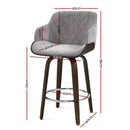 Artiss 2x Bar Stools Swivel Velvet Padded Wooden-2