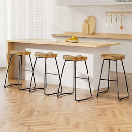 Artiss 4x Bar Stools Tractor Seat 65cm Wooden - 0