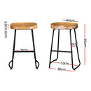 Artiss 4x Bar Stools Tractor Seat 65cm Wooden-3