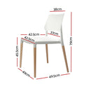 Artiss Dining Chairs Set of 4 Plastic Wooden Stackable White-2