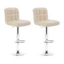 Artiss 2x Bar Stools Leather Gas Lift Beige-1