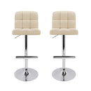 Artiss 2x Bar Stools Leather Gas Lift Beige-5