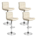 Artiss 4x Bar Stools Leather Gas Lift Beige-1