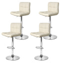 Artiss 4x Bar Stools Leather Gas Lift Beige-6