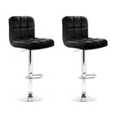 Artiss 2x Bar Stools Leather Gas Lift Black-1