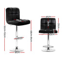Artiss 2x Bar Stools Leather Gas Lift Black-4
