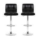 Artiss 2x Bar Stools Leather Gas Lift Black-6