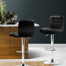 Artiss 2x Bar Stools Leather Gas Lift Black-13