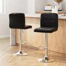 Artiss 2x Bar Stools Leather Gas Lift Black-15