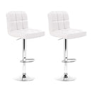 Artiss 2x Bar Stools Leather Gas Lift White-2