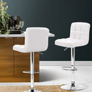 Artiss 2x Bar Stools Leather Gas Lift White-14