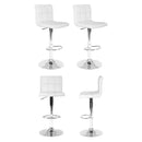 Artiss 4x Bar Stools Leather Gas Lift White-3