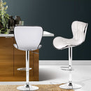 Artiss 2x Bar Stools Gas Lift Leather Seat White-14