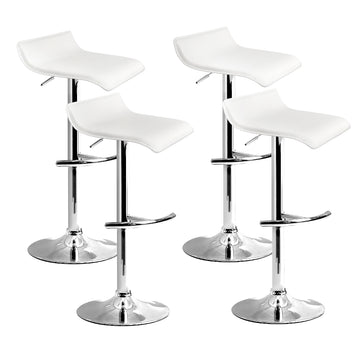 Artiss 4x Bar Stools Adjustable Gas Lift Chairs White - 0