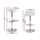 Artiss 4x Bar Stools Adjustable Gas Lift Chairs White-4