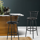 Artiss 2x Bar Stools Swivel Leather Padded Metal-7