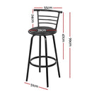 Artiss 4x Bar Stools Swivel Leather Padded Metal-2