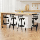 Artiss 4x Bar Stools Swivel Leather Padded Metal-7