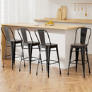 4x Artiss Metal Bar Stools Wooden Seat Retro Counter Stool-7