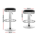 Artiss Set of 2 Backless PU Leather Bar Stools - Black and Chrome-4