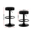 Artiss 2x Bar Stools Leather Padded Gas Lift Black-4
