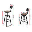Artiss Bar Stools Kitchen Counter Chairs Vintage Metal Chairs x2-2