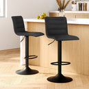 Artiss 2x Bar Stools Gas Lift Linen Fabric Black-2