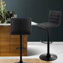 Artiss 2x Bar Stools Gas Lift Linen Fabric Black-13