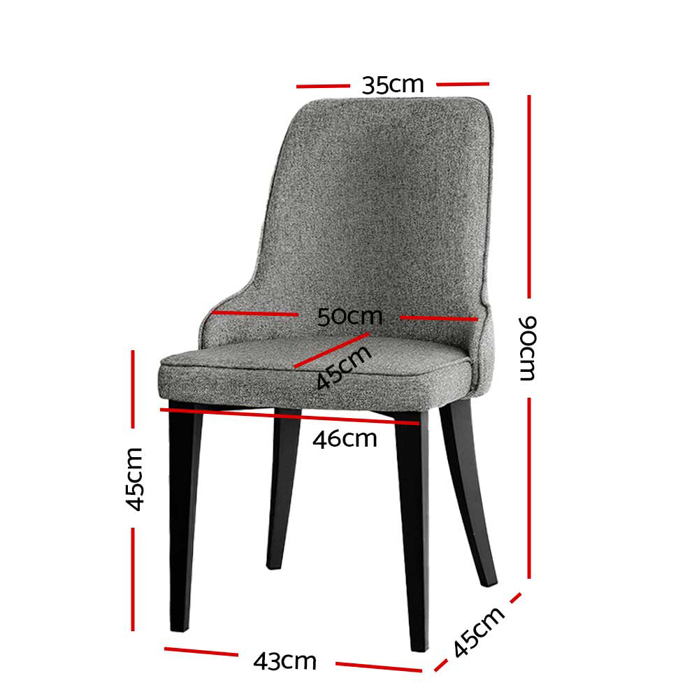 Artiss Dining Chairs Set of 2 Linen Fabric Grey - 0