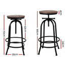 Artiss 2x Bar Stools Adjustable Wood Chairs-2