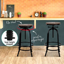 Artiss 2x Bar Stools Adjustable Wood Chairs-5