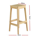 Artiss 2x Bar Stools Rubber Wood Stool Counter Chair Rattan Barstools Kitchen-3