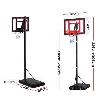 Everfit 2.6M Basketball Hoop Stand System Portable Kid - 0