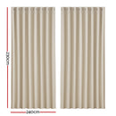 Artiss 2X Blockout Curtains Eyelet 240x230cm Beige-2