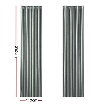 Artiss 2X Blockout Curtains Eyelet 140x230cm Grey Shine - 0