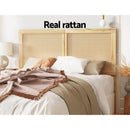 Artiss Bed Head Headboard Queen Rattan - RIBO Pine-4