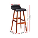 Artiss 2x Bar Stools Wooden Stool Black-3