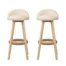 Artiss 2x Bar Stools Padded Leather Wooden Beige-5