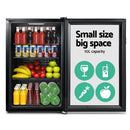 Devanti 70L Bar Fridge Glass Door w/Light Black-3