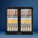 Devanti 198L Bar Fridge Dual Glass Door w/Light Black-1