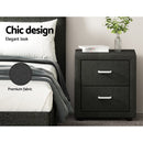 Artiss 2X Bedside Table 2 Drawers Fabric - CADEN Charcoal-4