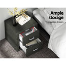 Artiss 2X Bedside Table 2 Drawers Fabric - CADEN Charcoal-5